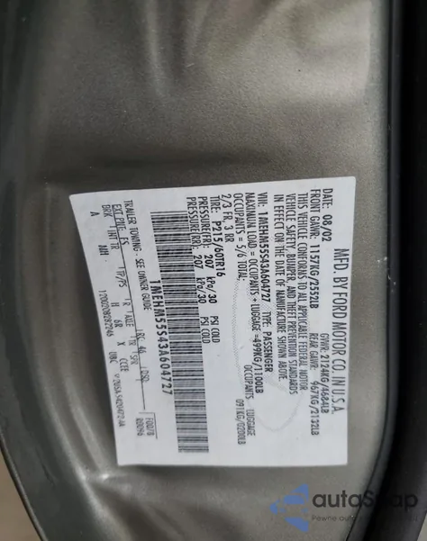 2003 Mercury Sable Ls Premium from USA, damaged, VIN 1MEHM55S43A604727